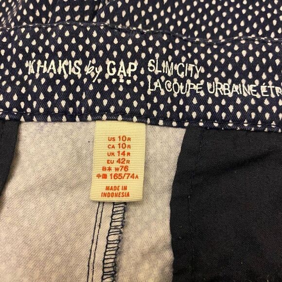 Khakis by Gap‎ Slim City Navy with White Polkadots Cropped Pants Size 10 - Picture 10 of 14